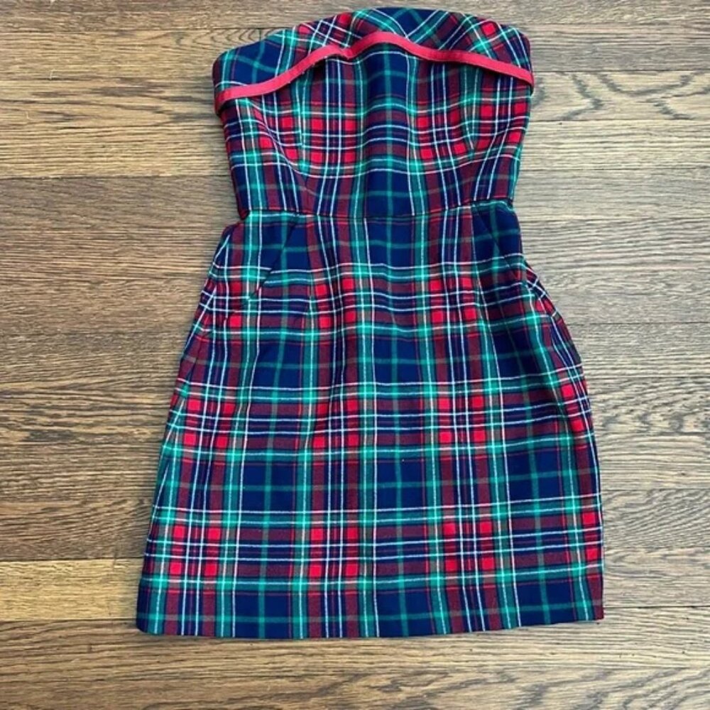 Vineyard vines plaid strapless dress